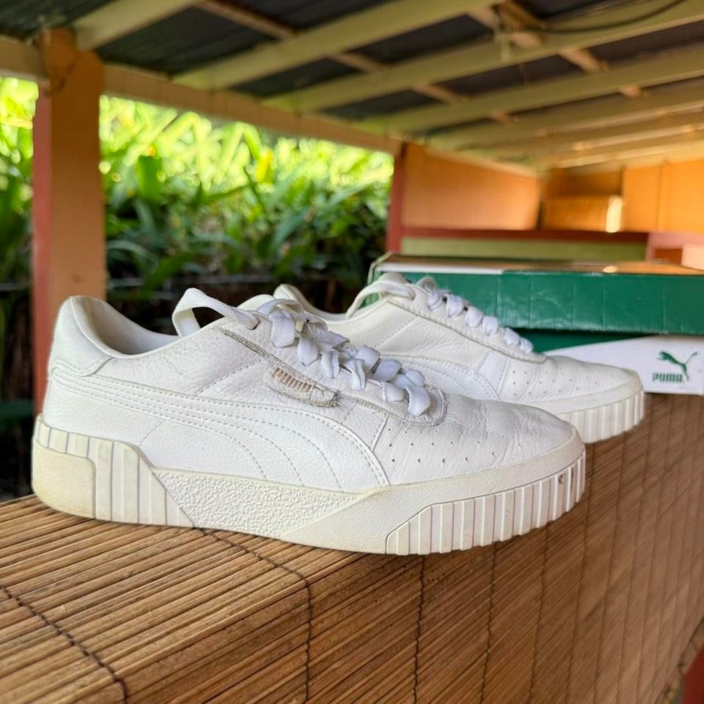 Puma Cali Womens‎ Size 7.5 White Leather Platform Sneakers 369155-01